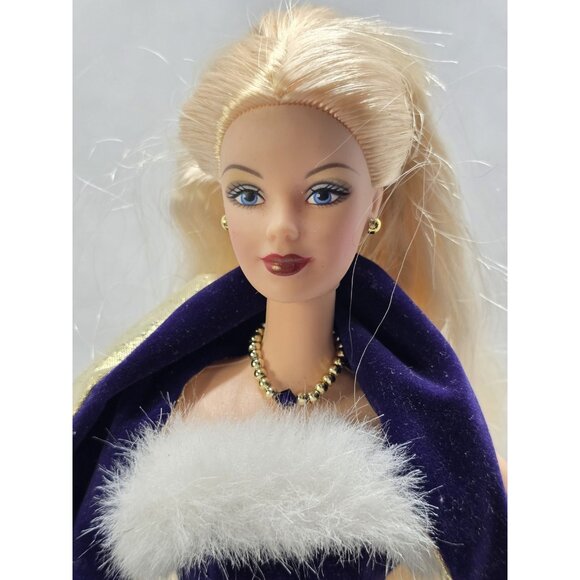 Mattel Barbie Ring In The New Year Doll 2001 With Stand- TEAR IN DRESS SEE INFO - Picture 2 of 10